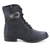 Bota Coturno Look Fashion Cano Médio Fivela Feminina