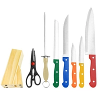 [AME R$ 39/SC R$ 11]Jogo de Facas Coloridas com Cepo e Tesoura 8 Peças - Casual Home