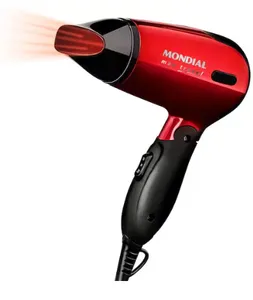 Secador de Cabelos Mondial Max Travel SC-10 1200W Bivolt - Preto/Vermelho