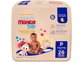 [Regional] Fralda Turma da Mônica P 3-6kg c/26 unidades