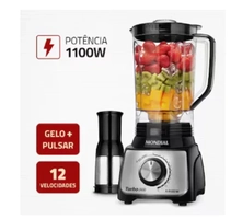 Liquidificador Mondial Turbo L-1100 com 12 Velocidades 1100W - Preto/Inox - 110V