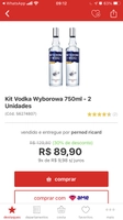 Kit vodka Wyborowa - 750 ml - 2 unidades | R$90