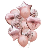 Kit Buquê Balões c/ 14 pçs Festa Rose Gold