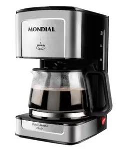 Cafeteira Elétrica Mondial Dolce Arome Vidro C-43-20X-SI 20 Xícaras 550W – Preto/Inox - 110V