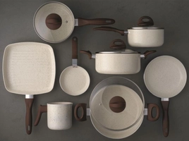 Conjunto de Panelas Brinox Ceramic Life Smart Plus 8peças Vanilla