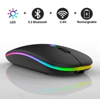 [Taxa inclusa] Mouse sem fio recarregável silencioso retroiluminado, receptor bluetooth modo duplo 