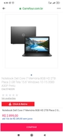 Notebook Dell Core i7 Memória 8GB HD 2TB R$ 2899