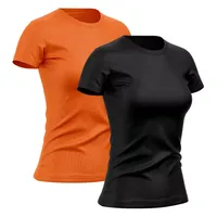 Kit 2 Camisetas Feminina Manga Curta Dry Fit Proteção Solar UV Baby Look Academia Treino