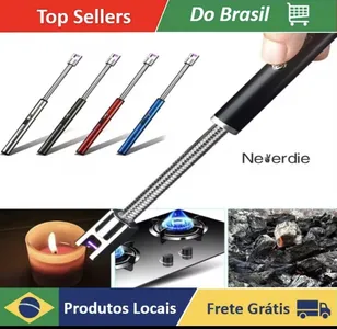 [R$12,33 Moedas/ BR] Acendedor Fogão Churrasqueira Isqueiro Eletrônico Recarregável USB
