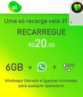 Pré da OI [6+ GB acumuláveis + WA + Messenger + DDD ilimitado qualquer operadora + 750 SMS]/mês
