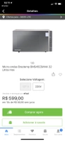 Microondas Brastemp 32 litros inox 220v | R$ 599