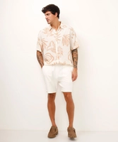 bermuda relaxed de algodão texturizada branca P M G e GG