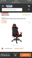 Cadeira Gamer Alpha Gamer Vega, Black Red R$1060