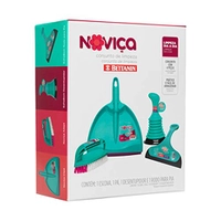 Kit de Limpeza Noviça com 4 peças (Pá Clipá Escova Adapt Desentupidor Turbo e Rodo para Pia) | R$28
