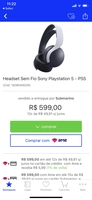 Headset Sem Fio Sony Playstation 5 | R$ 599