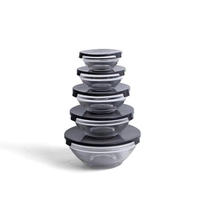 Kit 5 Bowls de Vidro com Tampa Empilháveis