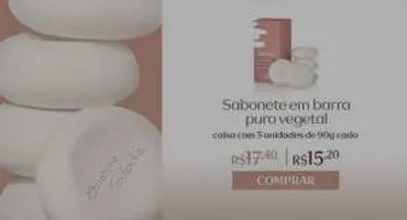 [Natura] Sabonete em Barra Puro Vegetal Noz Pecã e Karité Tododia - 5und de 90g cada R$ 15,20
