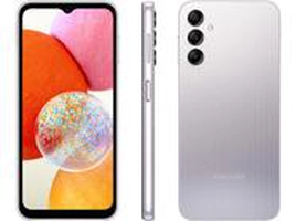 Smartphone Samsung Galaxy A14 64 GB Prata 4G Octa-Core 4GB RAM 6,6 Câm. Tripla + Selfie 13MP Dual Chip