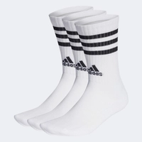 Kit Meia Adidas Cano Alto 3 Listras c/ 3 Pares - Branco+Preto