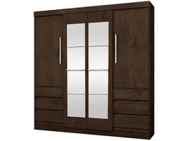 Guarda-roupa Casal com Espelho 4 Portas 6 Gavetas - Araplac Atraente Sofia R$ 569