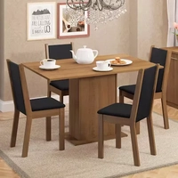 Conjunto Sala de Jantar Madesa Talita Mesa Tampo de Madeira com 4 Cadeiras - Marrom