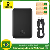 【DoBrasil】 Carregador MagSafe 20W 6000mAh c/ Suporte Indução  + Cabo USB Tipo C Baseus