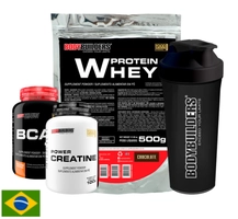 Kit Whey Protein 500g + BCAA 4,5 100g + Power Creatine 100g + Coquete