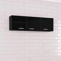 Armário Aereo 3 Portas 120cm A843 Cristal Poquema - Preto