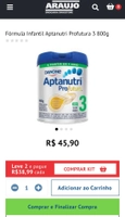 (Drogaria Araújo)2 Unidades Fórmula Infantil Aptanutri Profutura 3 800g - R$39