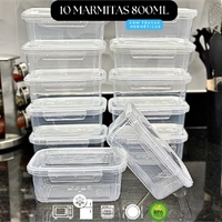  Kit 10 Marmita Potes 800ml com Travas Laterais BPA FREE - Alimentos organizadores de congelador 