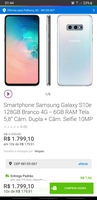 Smartphone Samsung Galaxy S10e 128GB Branco | R$1.799