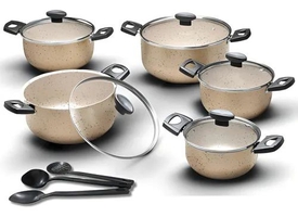 Conjunto de Panelas 5 Peças Antiaderente Vanilla