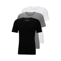 (Imposto incluso) BOSS Pacote com 3 camisetas masculinas de algodão com logotipo clássico, XGG