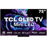 Smart TV QLED 75 4K TCL 75C835 Google TV, 144 Hz-VRR, Dolby Vision IQ +Atmos, Audio Onkyo, WiFi 6 Dual Band e Bluetooth Integrados