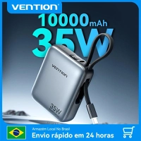 Vention Power Bank 10000mAh PD 35W com cabo USB-C