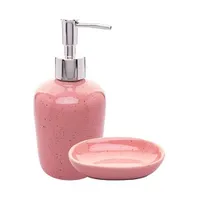 Conjunto 2 Acessórios Banheiro Cerâmica Dots Rosa