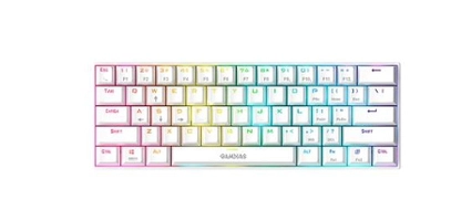 Teclado Mecânico Gamer Gamdias Hermes E3, RGB, Branco, Switch Blue, Layout 60%, ANSI, Compacto 