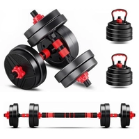 Kit Haltere Ajustável 6 em 1 15kg com Barra e Kettlebell