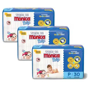 Kit 3 Fraldas Mônica Baby P 30un cada