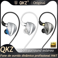 [R$13,45 Moedas/BR] Fone QKZ-Hi6T  HiFi, Driver Dinâmico, Auscultadores IEM Stereo Surround Música, Hi-Res com Microfone, In-Ear