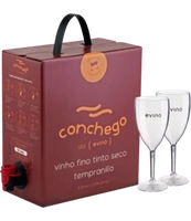 Kit vinho Conchego Tempranillo Bag in Box 3L 2022 + 2 Taças Exclusivas