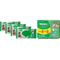 Leve 4 Pague 3 Toalhas Umedecidas 48 unidades Huggies - Total 192 Unidades - POR R$ 23,90