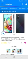 Samsung Galaxy A71, usando o cupom MAGALU10 R$1781 (Ganhe 100 reais de volta na cor cinza - MAGALUPAY)