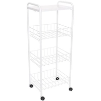 Fruteira 3 Cestos com Tampo e Rodinhas Branco