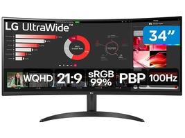 [Magalu] Monitor 100Hz WQHD Curvo UltraWide 5ms LG 34WR50QC-B 34" 2 HDMI