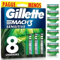 Gillette Mach3 Sensitive Refil c/ Aloe 8 Unidades