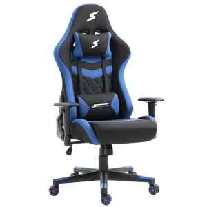 Cadeira Gamer SuperFrame Sport, Reclinável,  2D, Preta e Azul de Tecido 