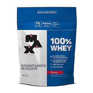 Whey Protein 900G Refil Morango Max Titanium