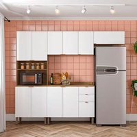 Cozinha Completa Bartira Joy com 11 Portas, 2 Gavetas, 5 Prateleiras e Nicho para Micro-ondas