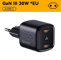 [APP/R$0,69 Moedas] Voltme Carregador 30w  USB TIPO C Pd, 2 USB C